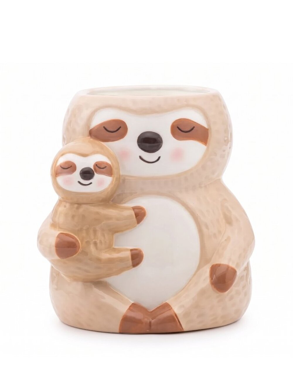 Mama and Baby Ceramic hand painted Sloth Jar - Planter